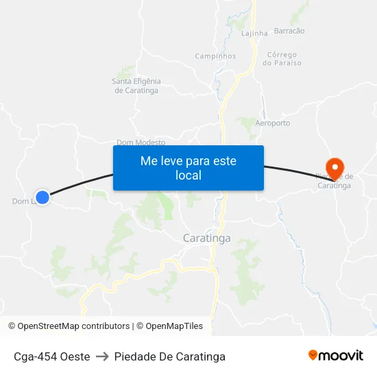 Cga-454 Oeste to Piedade De Caratinga map