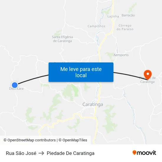 Rua São José to Piedade De Caratinga map
