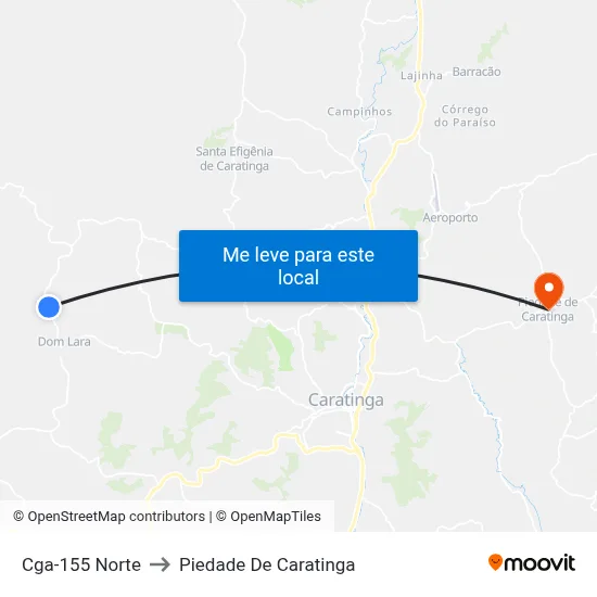 Cga-155 Norte to Piedade De Caratinga map