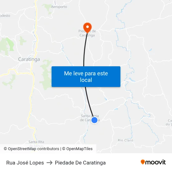 Rua José Lopes to Piedade De Caratinga map