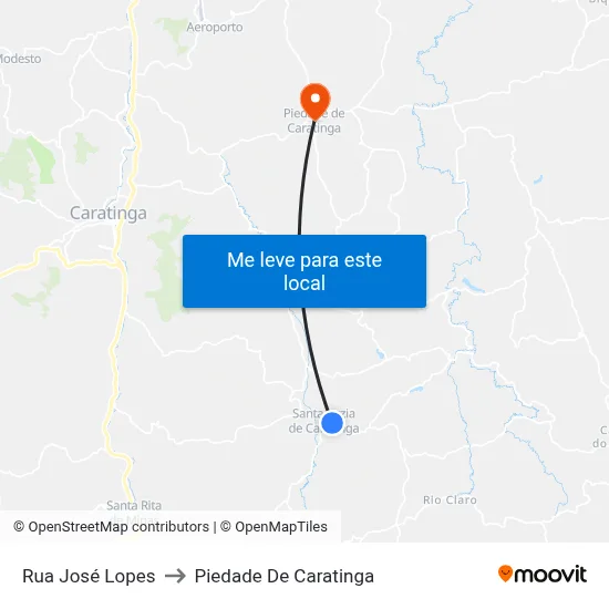Rua José Lopes to Piedade De Caratinga map