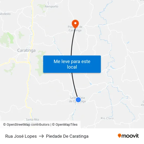Rua José Lopes to Piedade De Caratinga map