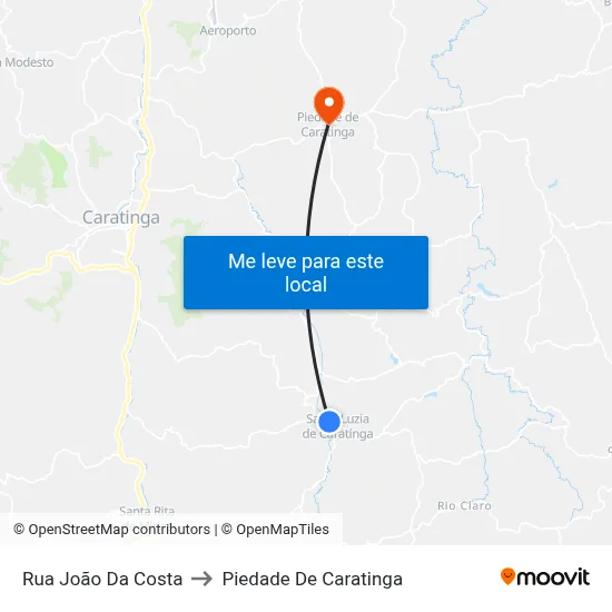 Rua João Da Costa to Piedade De Caratinga map