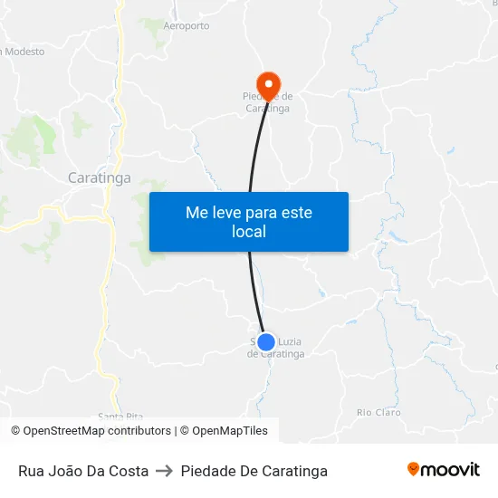 Rua João Da Costa to Piedade De Caratinga map
