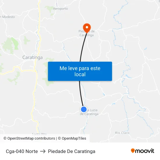 Cga-040 Norte to Piedade De Caratinga map