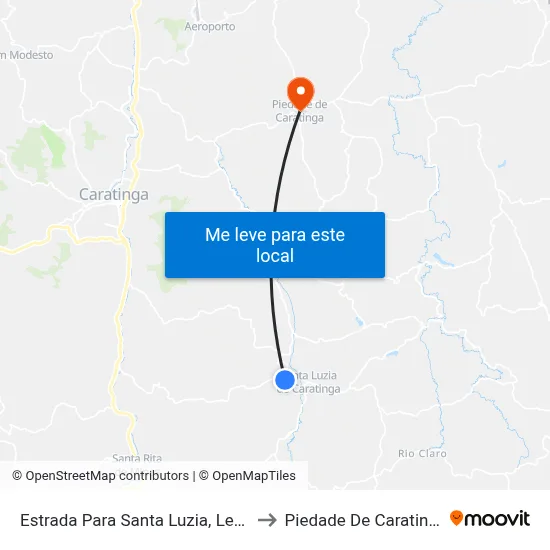 Estrada Para Santa Luzia, Leste to Piedade De Caratinga map