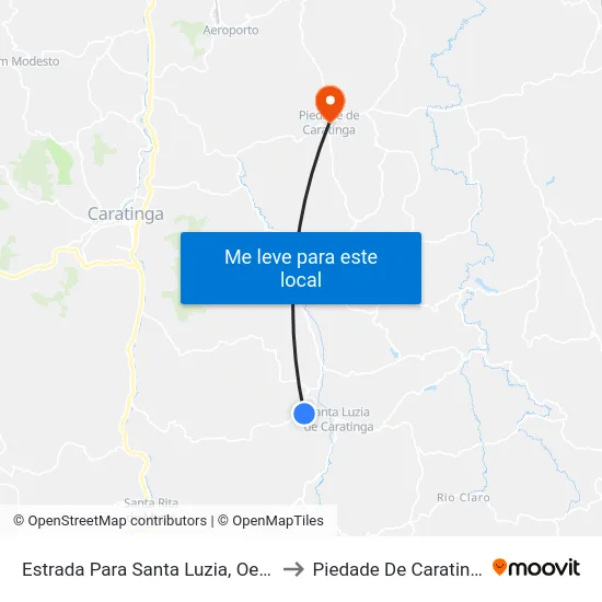 Estrada Para Santa Luzia, Oeste to Piedade De Caratinga map