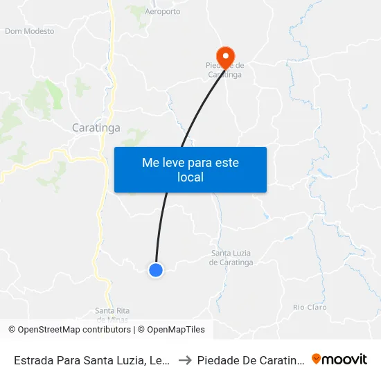 Estrada Para Santa Luzia, Leste to Piedade De Caratinga map