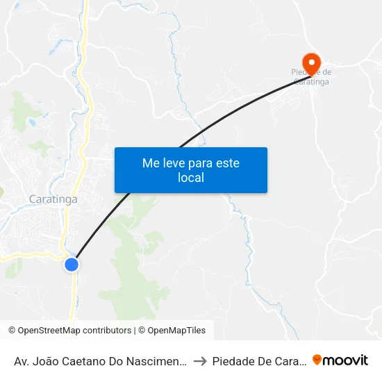 Av. João Caetano Do Nascimento, 1400 to Piedade De Caratinga map