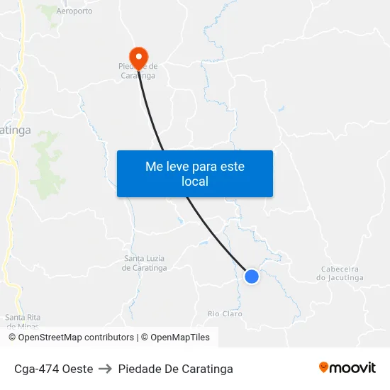 Cga-474 Oeste to Piedade De Caratinga map