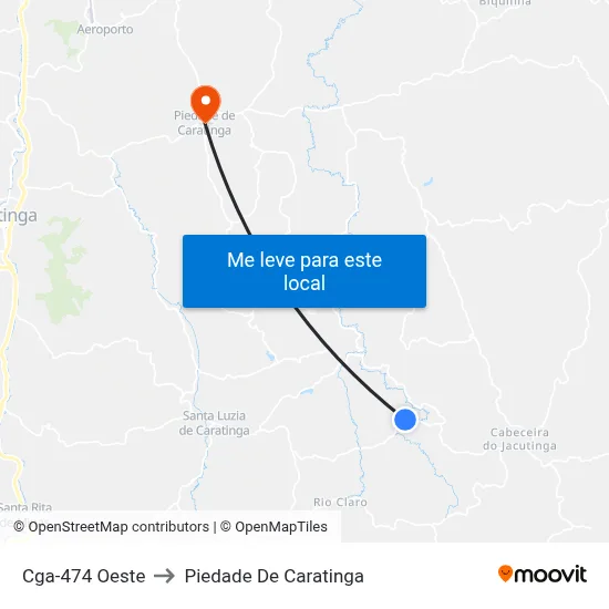 Cga-474 Oeste to Piedade De Caratinga map
