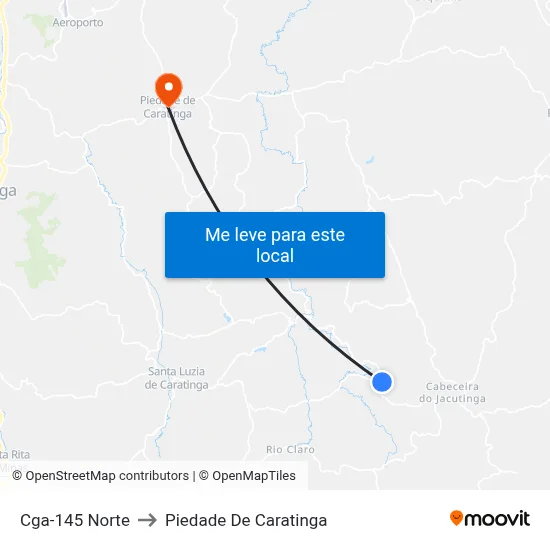 Cga-145 Norte to Piedade De Caratinga map