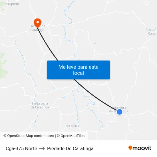 Cga-375 Norte to Piedade De Caratinga map