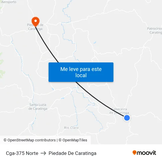 Cga-375 Norte to Piedade De Caratinga map