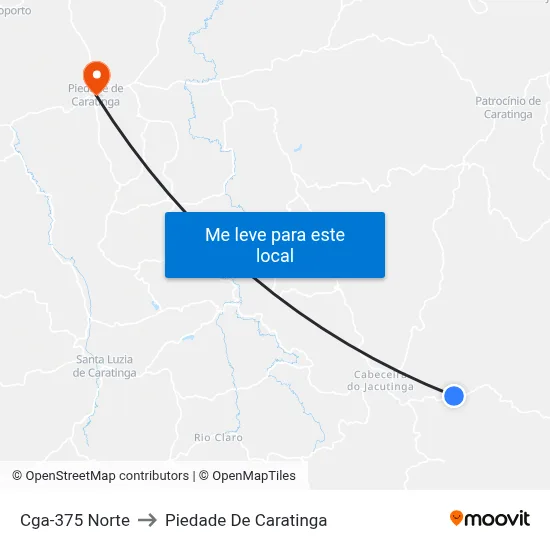 Cga-375 Norte to Piedade De Caratinga map