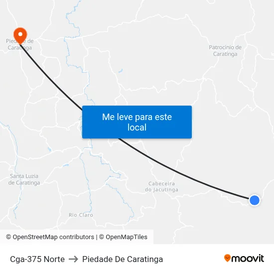 Cga-375 Norte to Piedade De Caratinga map
