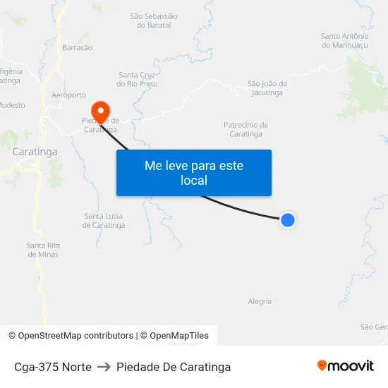 Cga-375 Norte to Piedade De Caratinga map