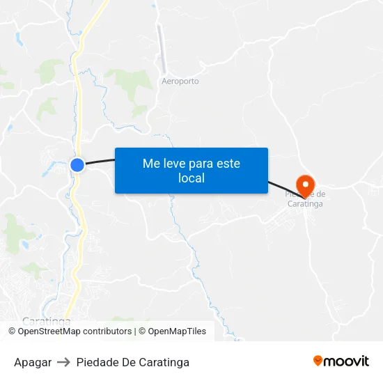Apagar to Piedade De Caratinga map