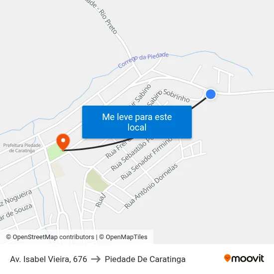 Av. Isabel Vieira, 676 to Piedade De Caratinga map