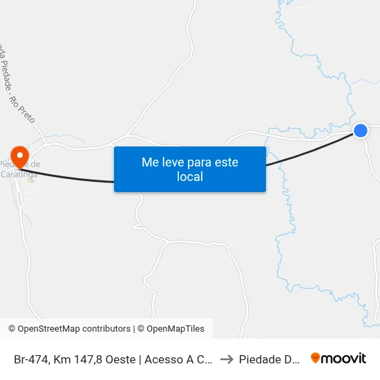 Br-474, Km 147,8 Oeste | Acesso A Córregos, Cafelândia E Chicas to Piedade De Caratinga map