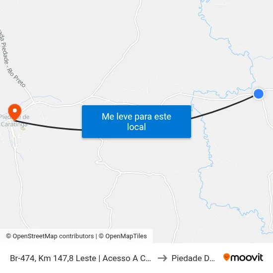 Br-474, Km 147,8 Leste | Acesso A Córregos, Cafelândia E Chicas to Piedade De Caratinga map