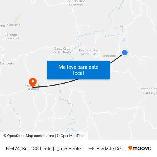Br-474, Km 138 Leste | Igreja Pentecostal Vitória Em Cristo to Piedade De Caratinga map