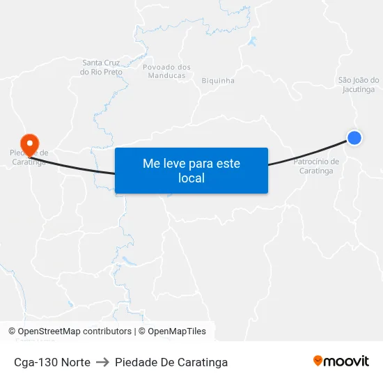 Cga-130 Norte to Piedade De Caratinga map