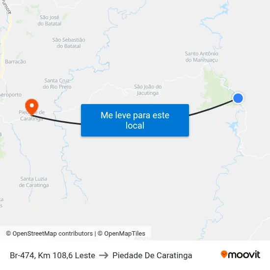 Br-474, Km 108,6 Leste to Piedade De Caratinga map