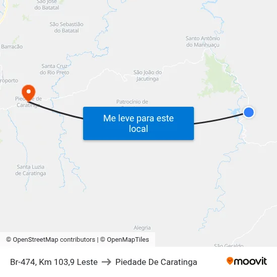 Br-474, Km 103,9 Leste to Piedade De Caratinga map