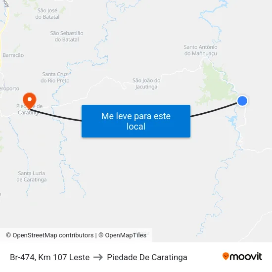 Br-474, Km 107 Leste to Piedade De Caratinga map