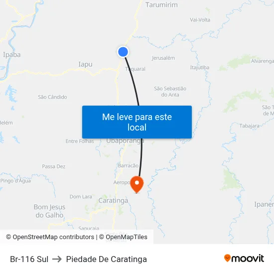 Br-116 Sul to Piedade De Caratinga map