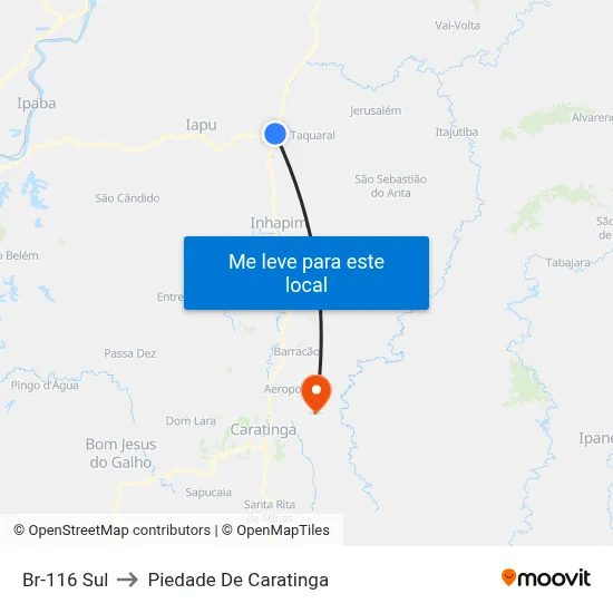 Br-116 Sul to Piedade De Caratinga map