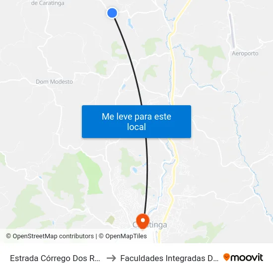 Estrada Córrego Dos Rosas, Leste to Faculdades Integradas De Caratinga map