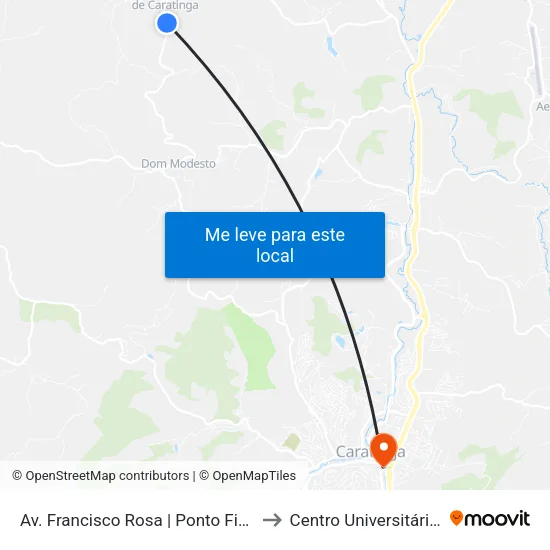 Av. Francisco Rosa | Ponto Final De Santa Efigênia De Caratinga to Centro Universitário De Caratinga - Unec I map