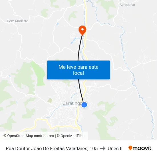 Rua Doutor João De Freitas Valadares, 105 to Unec II map