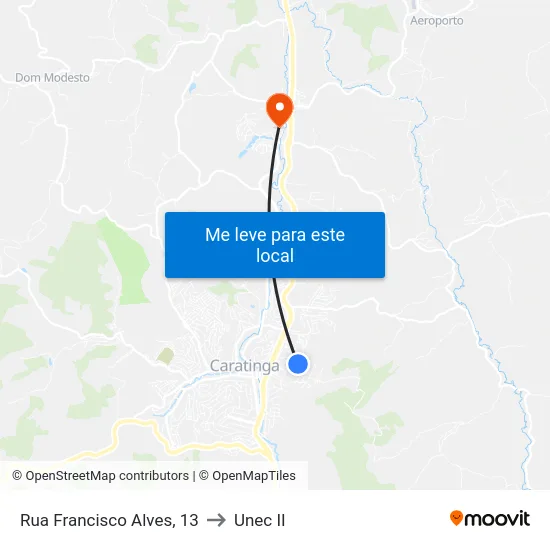 Rua Francisco Alves, 13 to Unec II map