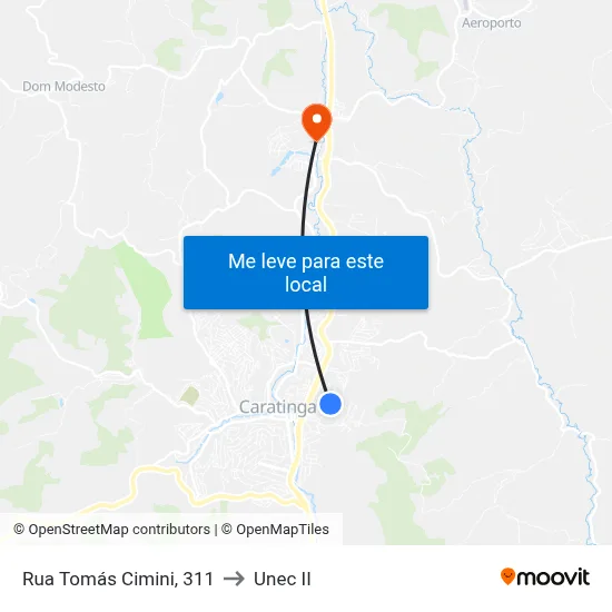 Rua Tomás Cimini, 311 to Unec II map