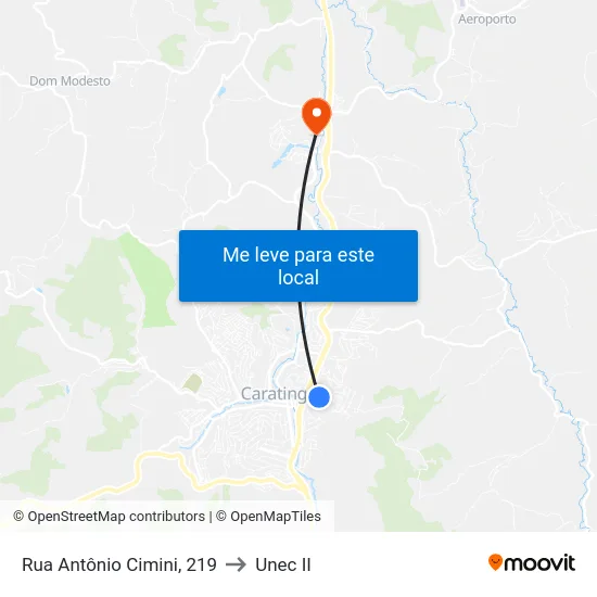 Rua Antônio Cimini, 219 to Unec II map