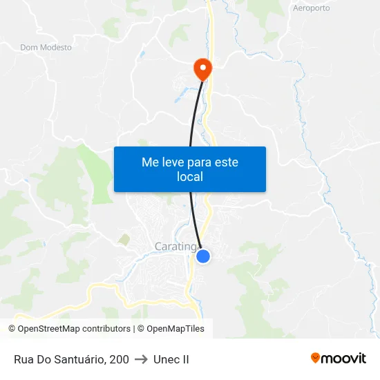 Rua Do Santuário, 200 to Unec II map