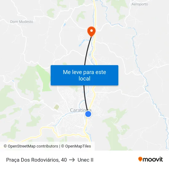 Praça Dos Rodoviários, 40 to Unec II map