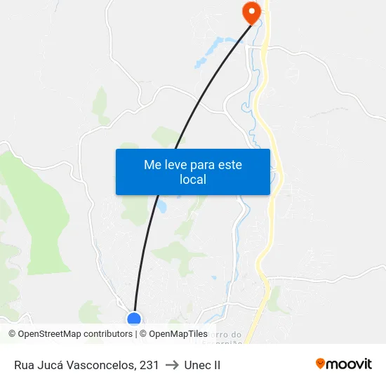 Rua Jucá Vasconcelos, 231 to Unec II map
