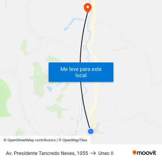 Av. Presidente Tancredo Neves, 1055 to Unec II map