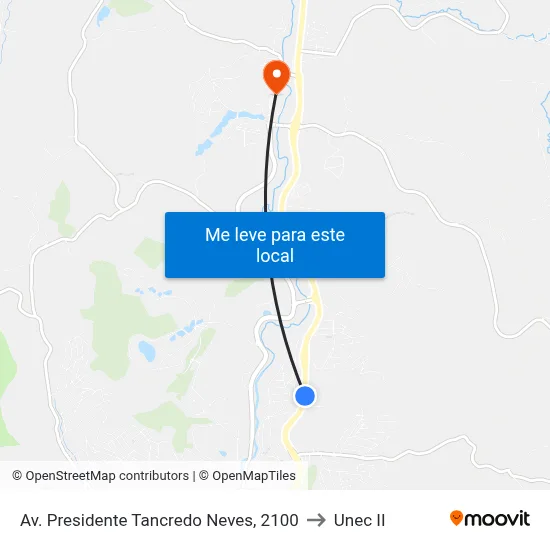 Av. Presidente Tancredo Neves, 2100 to Unec II map