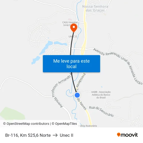 Br-116, Km 525,6 Norte to Unec II map