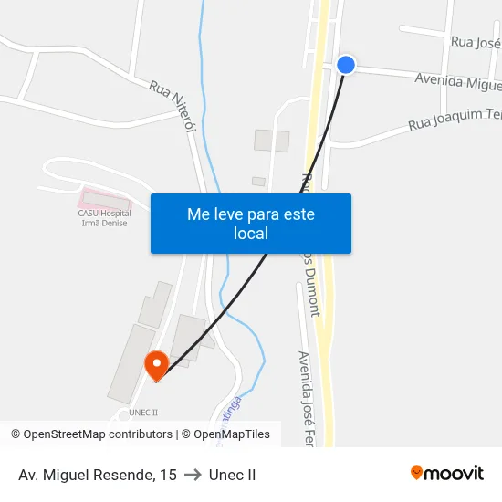 Av. Miguel Resende, 15 to Unec II map