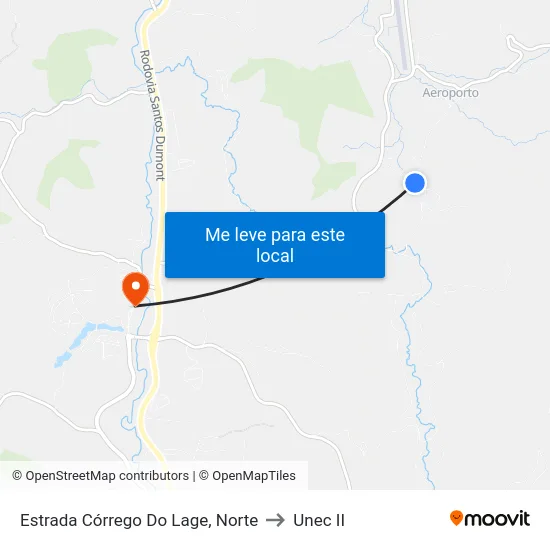 Estrada Córrego Do Lage, Norte to Unec II map