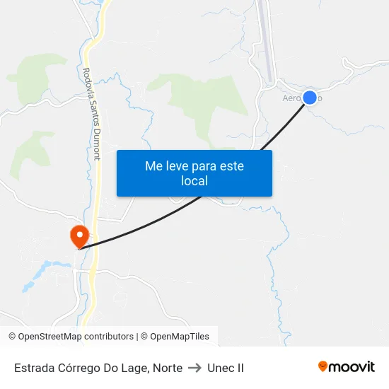 Estrada Córrego Do Lage, Norte to Unec II map