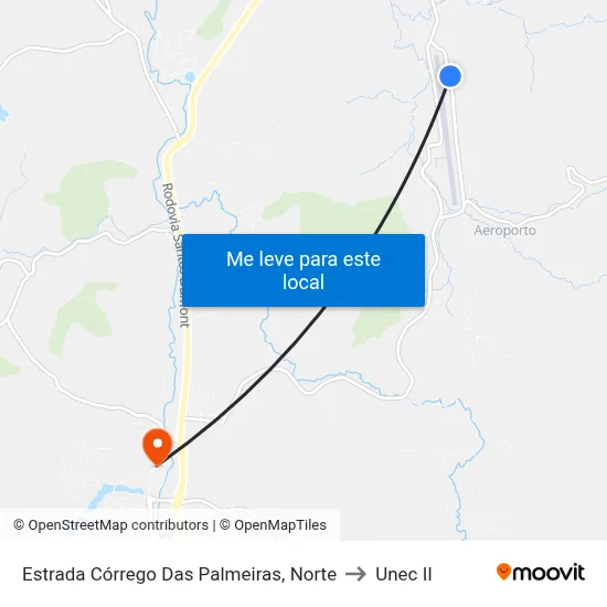 Estrada Córrego Das Palmeiras, Norte to Unec II map