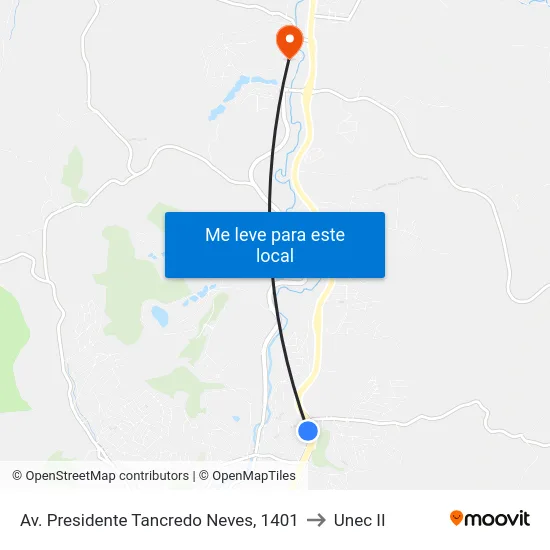 Av. Presidente Tancredo Neves, 1401 to Unec II map