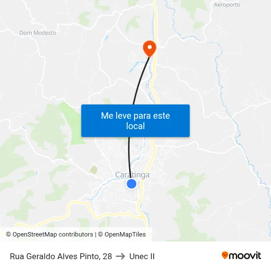 Rua Geraldo Alves Pinto, 28 to Unec II map